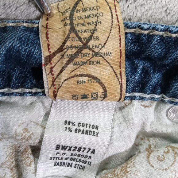 BKE Sabrina Jeans Women 33x32, Tag 29x33.5 Blue Denim Contrast Stitch Bootcut - Picture 12 of 12
